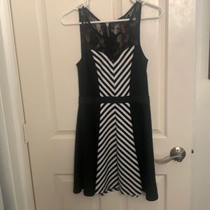 Classic Black and White Lace Skater Dress